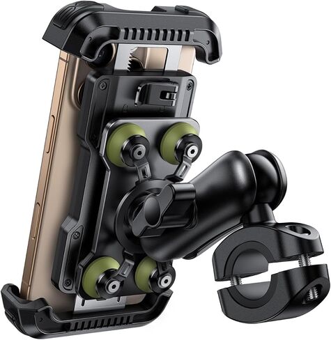 Lamicall Motorcycle Phone Mount Holder - [Dual Vibration Dampener] [Metal Adjustment Arm] Motorcycle Cell Phone Holder, Bike Handlebar Phone Mount, for iPhone 16 15 14 Pro Max, 4.7-6.7" Phones, Red in Saudi Arabia