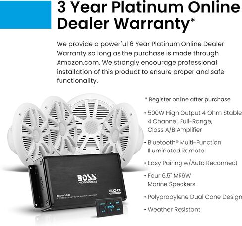 BOSS Audio Systems ASK902B.6 Marine Stereo, Amp, and 6.5 Inch Speakers in Kuwait