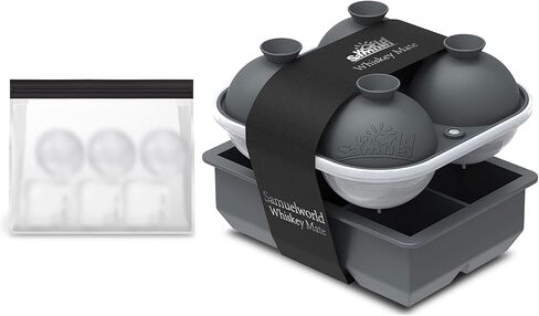 Samuelworld Large Silicone Premium Ice Trays, 2 Inches Big Cubes & 2.5 Inches Sphere Ice Molds - BPA Free, Craft Ice Maker for Gifting, Easy Release - Grey(With Ice Bag) in Saudi Arabia