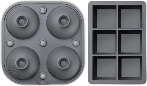 Samuelworld Large Silicone Premium Ice Trays, 2 Inches Big Cubes & 2.5 Inches Sphere Ice Molds - BPA Free, Craft Ice Maker for Gifting, Easy Release - Grey(With Ice Bag) in Saudi Arabia