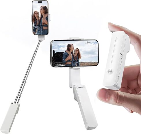 Yayusi Mini Mini Selfie Stick for iPhone ، عصا صورة شخصية محمولة بحجم الجيب مع عصي صورة شخصية للهاتف عن بُعد مع حامل الهاتف لإنشاء المحتوى/مدونة الفيديو/الفيديو المباشر (أبيض) in Kuwait
