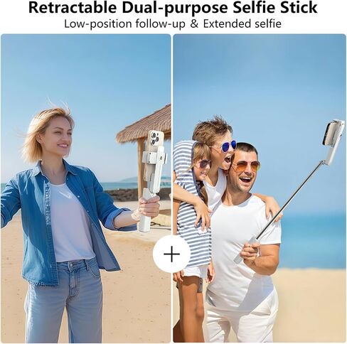 Yayusi Mini Mini Selfie Stick for iPhone ، عصا صورة شخصية محمولة بحجم الجيب مع عصي صورة شخصية للهاتف عن بُعد مع حامل الهاتف لإنشاء المحتوى/مدونة الفيديو/الفيديو المباشر (أبيض) in Kuwait