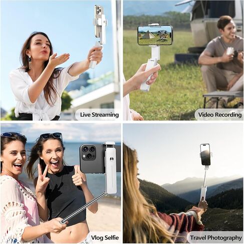 Yayusi Mini Mini Selfie Stick for iPhone ، عصا صورة شخصية محمولة بحجم الجيب مع عصي صورة شخصية للهاتف عن بُعد مع حامل الهاتف لإنشاء المحتوى/مدونة الفيديو/الفيديو المباشر (أبيض) in Kuwait