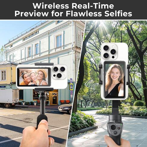 شاشة شاشة شاشة Selfie اللاسلكية لـ iPhone & Android ، شاشة Selfie Magnetic Phone 1800mAh مع شاشة Selfie Magnetic مع Bluetooth عن بعد ، سطوع 3 مستويات ، نسبة لاسلكية للكاميرا الخلفية Tiktok Live No Delay Gray in Saudi Arabia