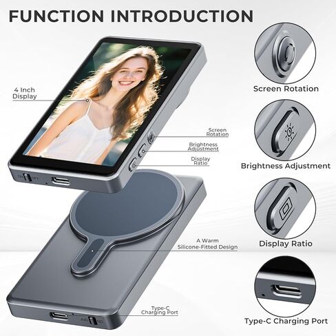 شاشة شاشة شاشة Selfie اللاسلكية لـ iPhone & Android ، شاشة Selfie Magnetic Phone 1800mAh مع شاشة Selfie Magnetic مع Bluetooth عن بعد ، سطوع 3 مستويات ، نسبة لاسلكية للكاميرا الخلفية Tiktok Live No Delay Gray in Saudi Arabia