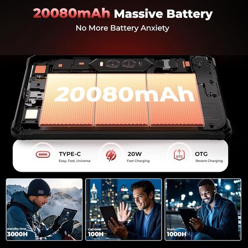 HOTWAV R9 Plus Rugged Tablet, 11 Inch 2K FHD+ Waterproof Tablets 24GB + 512GB/TF 2TB Android 14 Tablet, 20080mAh Battery, 64MP+16MP, Octa-Core, Dual SIM 4G/WLAN 5/IP68&IP69K/Face ID/GPS/OTG/Gemin AI in Kuwait