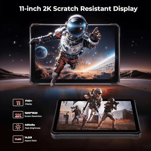 HOTWAV R9 Plus Rugged Tablet, 11 Inch 2K FHD+ Waterproof Tablets 24GB + 512GB/TF 2TB Android 14 Tablet, 20080mAh Battery, 64MP+16MP, Octa-Core, Dual SIM 4G/WLAN 5/IP68&IP69K/Face ID/GPS/OTG/Gemin AI in Kuwait