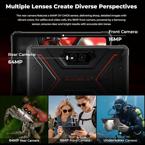 HOTWAV R9 Plus Rugged Tablet, 11 Inch 2K FHD+ Waterproof Tablets 24GB + 512GB/TF 2TB Android 14 Tablet, 20080mAh Battery, 64MP+16MP, Octa-Core, Dual SIM 4G/WLAN 5/IP68&IP69K/Face ID/GPS/OTG/Gemin AI in Kuwait