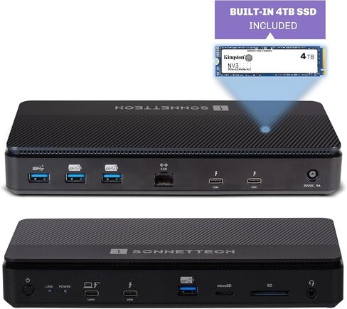 Sonnet Echo 13 Thunderbolt 5 SSD Dock – Integrated 6000MB/s NVMe Storage, 4 Thunderbolt 5 Ports, 2.5Gb Ethernet, 8K Display – Mac, Windows, Chromebook, iPad Pro (1TB Kingston PCIe 4.0 NVMe SSD) in Saudi Arabia