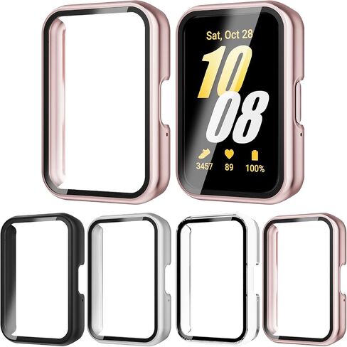 4-Pack Rc-Z for Samsung Galaxy Fit 3 Screen Protector Case, Hard PC Protective Face Cover Replacement Bumper Accessories for Fit 3 Women Men in Kuwait