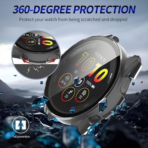 2 Pack for Garmin Forerunner 165 &165 Music Screen Protector Case [Full Coverage], Hard PC Bumper All-Around Protective Accessories for Garmin Built-in Tempered Glass Film in Kuwait