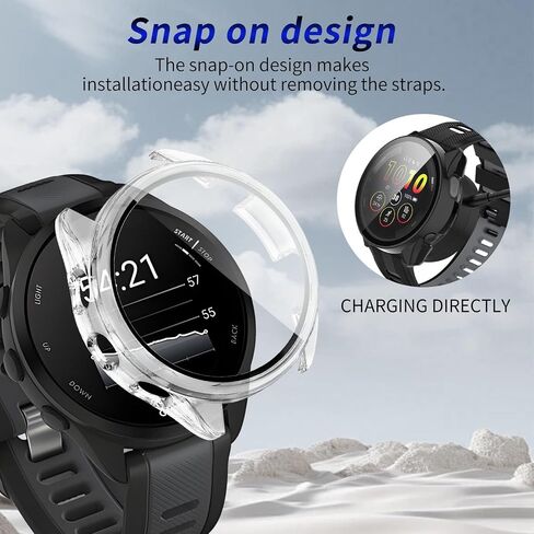 2 Pack for Garmin Forerunner 165 &165 Music Screen Protector Case [Full Coverage], Hard PC Bumper All-Around Protective Accessories for Garmin Built-in Tempered Glass Film in Kuwait