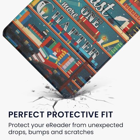 غطاء Kwmobile لـ Amazon Kindle Paperwhite (2024)/Colorsoft Case - E -Reader PU Leather Protection - Auto Wake/Sleep - ebook Magnetic Stand - Black/Beige Girl and Books in Kuwait