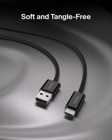 Belkin USB A to USB C Cable 2 -pack ، 6.6 ft ، 15W - Type C Charger ، و iPhone Charger Cord ، Soft ، LOYD ، مرن لـ iPhone 16 و 15 ، Galaxy S25 ، Pixel 9 ، iPad Pro ، AirPods Pro ، Switch & More - Black in Kuwait