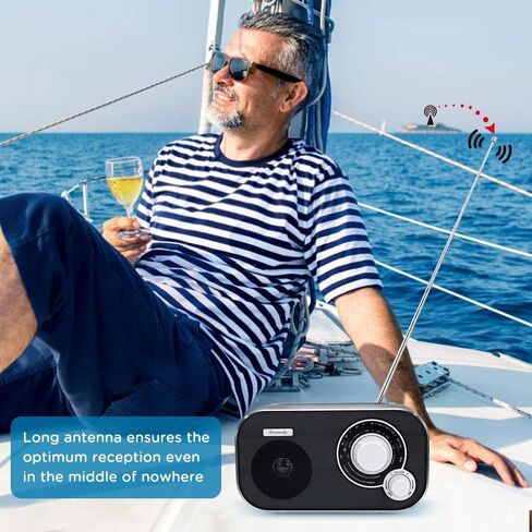 DreamSky AM FM Portable Radio Plug In Wall or Battery Operated for Home & Outdoor, Strong Reception & Sound, Large Dial Easy to Use, Transistor Antenna, Headphone Jack, Small Gifts for Seniors Elderly in Kuwait