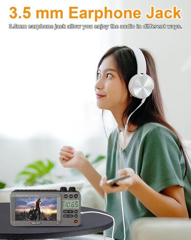720p 4.3" Screen AM FM SW Movie Video Radio with Bluetooth, Rechargeable Pocket Digital Movie Video Player Radio, Support USB/Micro SD Card, 5W Loud Speak and Headphone Jack for Travel Gifts in Kuwait