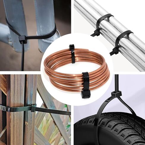 Black Zip Ties Heavy Duty 20 Inch Outdoor, 250lb Extra Large Cable Tie Wraps Long Plastic Wire Ties Wide Big Strong Thick Zipties 40 Pack in Saudi Arabia