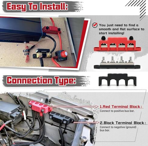 400A 12V BUS BAR BARNINAL COLLINAL ، كتلة توزيع الطاقة مع مسامير 4 × 5/16 "(M8) in Kuwait