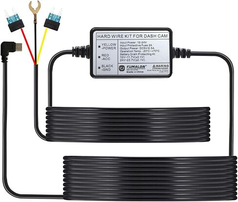 Dash Cam Hardwire Kit, 12-24V Input, DC 5V Output, Battery Drain Protection (USB-Type-C Left Lengle) in Kuwait