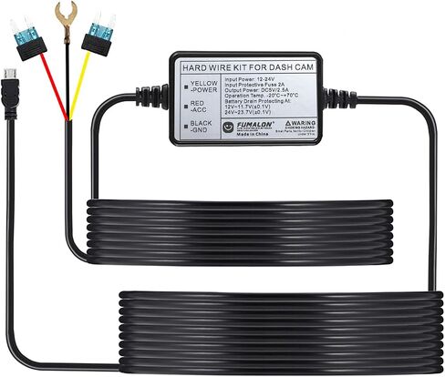 Dash Cam Hardwire Kit, 12-24V Input, DC 5V Output, Battery Drain Protection (USB-Type-C Left Lengle) in Kuwait
