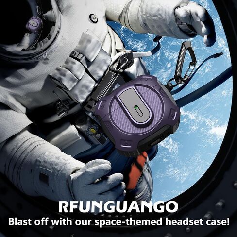 Rfunguango for AirPods Pro Cover مع مجموعة نظافة ، درع واقية من القشرة الصلبة العسكرية مع قفل لحالة شحن Airpod Pro ، LED الأمامي المرئي ، الأسود in Kuwait