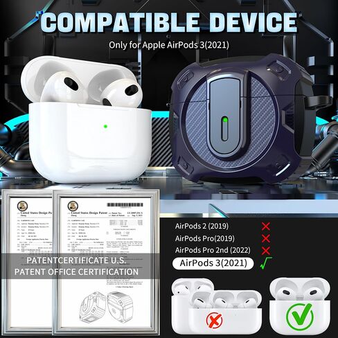 Rfunguango for AirPods Pro Cover مع مجموعة نظافة ، درع واقية من القشرة الصلبة العسكرية مع قفل لحالة شحن Airpod Pro ، LED الأمامي المرئي ، الأسود in Kuwait