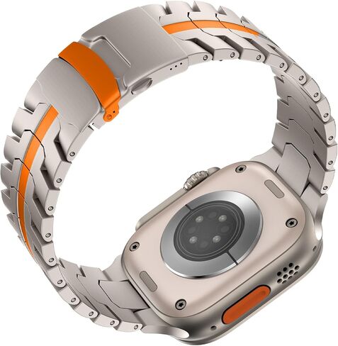 شريط ساعة التيتانيوم متوافق مع Apple Watch Ultra 2/1 49mm ، 45 مم ، 44 مم ، 42 مم - سوار رابط معدني من طراز Aerospace مع قفل السلامة وأداة التحجيم in Kuwait