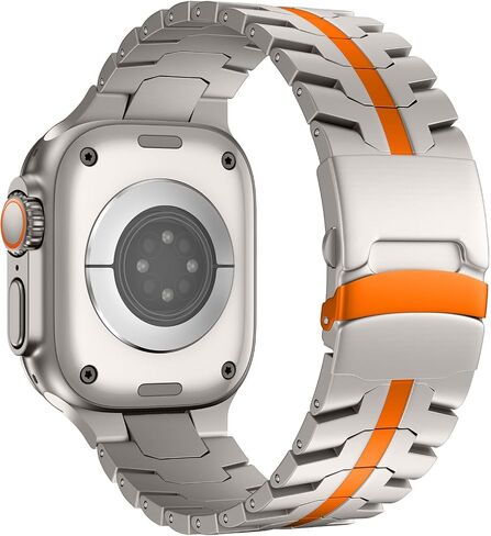 شريط ساعة التيتانيوم متوافق مع Apple Watch Ultra 2/1 49mm ، 45 مم ، 44 مم ، 42 مم - سوار رابط معدني من طراز Aerospace مع قفل السلامة وأداة التحجيم in Kuwait