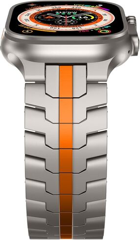 شريط ساعة التيتانيوم متوافق مع Apple Watch Ultra 2/1 49mm ، 45 مم ، 44 مم ، 42 مم - سوار رابط معدني من طراز Aerospace مع قفل السلامة وأداة التحجيم in Kuwait
