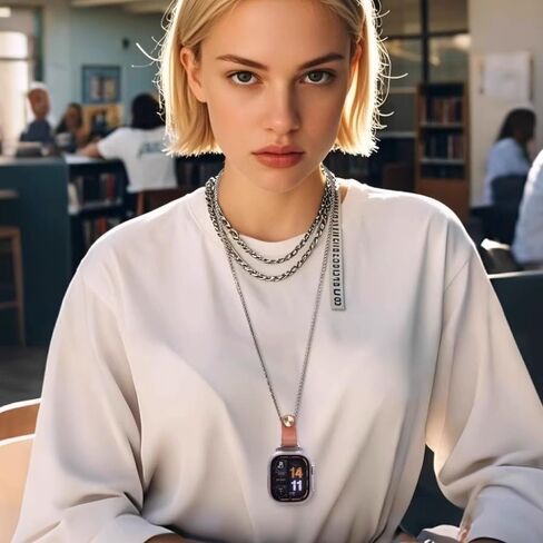 Titanium steel vegetable tanned leather for apple watch 123456789se10s ultra 49mm Fob Necklace Keychain Clip Pocket watch 46/45/44/42/41/40/38mm statement sweater chain sport in Kuwait