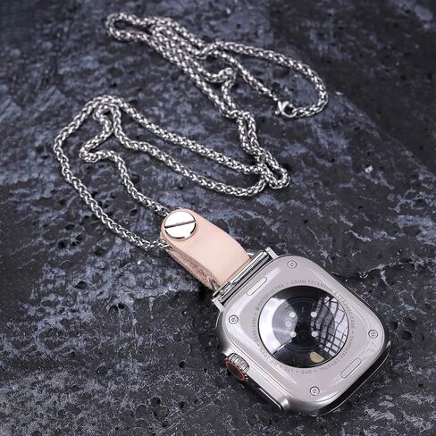 Titanium steel vegetable tanned leather for apple watch 123456789se10s ultra 49mm Fob Necklace Keychain Clip Pocket watch 46/45/44/42/41/40/38mm statement sweater chain sport in Kuwait