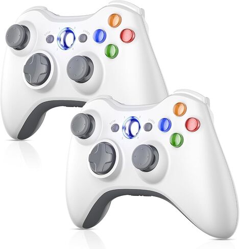 حزمة NonBliep 2 لوحدة التحكم Xbox 360 ، متوافقة مع Xbox 360 و Slim/PC Windows 10/8/7 ، مع مقبس سماعات الرأس/الاهتزاز المزدوج/2.5 مم لوحدة التحكم Xbox Wireless White in Kuwait