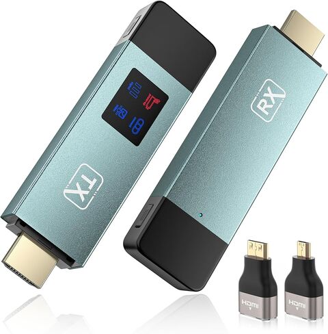 Wireless HDMI Transmitter and Receiver, Plug and Play Portable 2.4G/5G Wireless HDMI Extender Kit, 4K Decode 1080P HD Output for Video and Audio Streaming to Monitor from Laptop/PC/TV Box/Projector in Kuwait