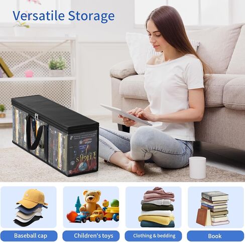 أكياس تخزين DVD ، أكياس منظم الوسائط لأقراص DVD ، أقراص مضغوطة ، قرص Blu Ray ، حالات الأفلام ، مربع VHS ، أقراص ألعاب الفيديو ، الألبومات ، الكتب ، أصحاب البلاستيك الشفاف مع مقابض Carrying (Black ، 4PPACK) in Kuwait