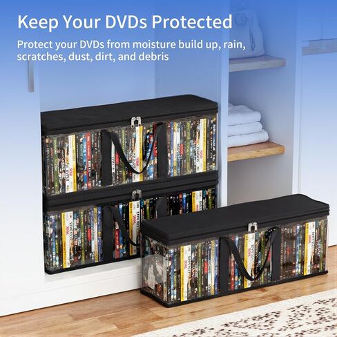 أكياس تخزين DVD ، أكياس منظم الوسائط لأقراص DVD ، أقراص مضغوطة ، قرص Blu Ray ، حالات الأفلام ، مربع VHS ، أقراص ألعاب الفيديو ، الألبومات ، الكتب ، أصحاب البلاستيك الشفاف مع مقابض Carrying (Black ، 4PPACK) in Kuwait