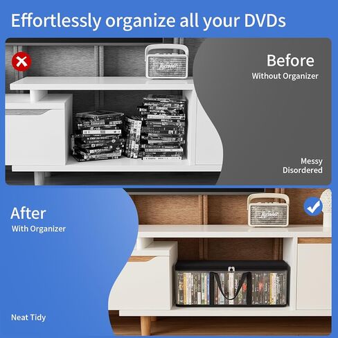 أكياس تخزين DVD ، أكياس منظم الوسائط لأقراص DVD ، أقراص مضغوطة ، قرص Blu Ray ، حالات الأفلام ، مربع VHS ، أقراص ألعاب الفيديو ، الألبومات ، الكتب ، أصحاب البلاستيك الشفاف مع مقابض Carrying (Black ، 4PPACK) in Kuwait