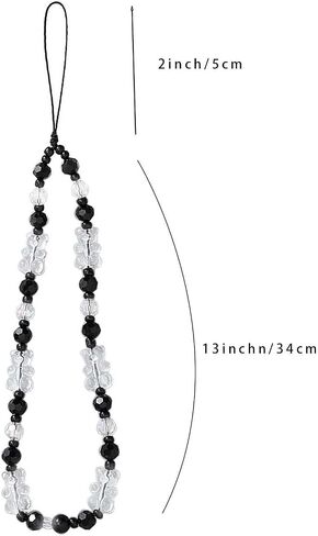 Beaded Phone Lanyard Wrist Strap Phone Charms Fixed Beads Pearl Chain in Saudi Arabia