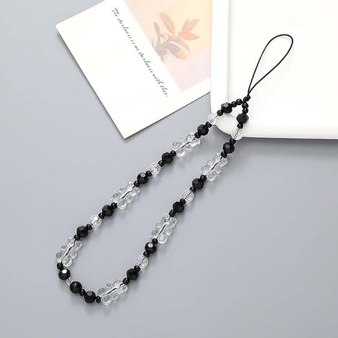 Beaded Phone Lanyard Wrist Strap Phone Charms Fixed Beads Pearl Chain in Saudi Arabia