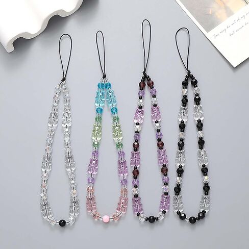 Beaded Phone Lanyard Wrist Strap Phone Charms Fixed Beads Pearl Chain in Saudi Arabia