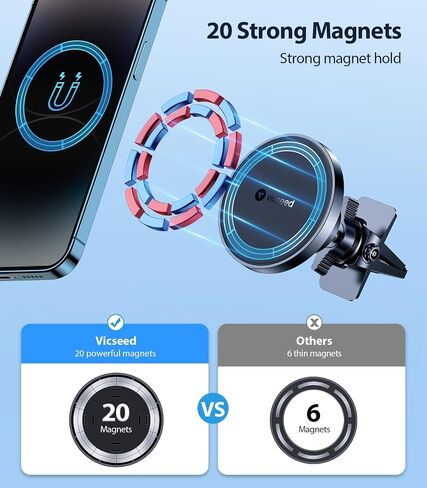 Magseed for Magsafe Car Mount [أقوى قوة مغناطيس] حامل هاتف مغناطيسي للسيارة تنفيس 360 حامل هاتف مغناطيسي قابل للتعديل لأجهزة iPhone 16 Pro Max 15 14 13 12 Plus Mini in Kuwait