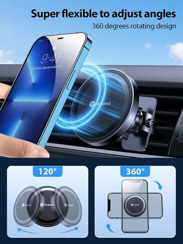 Magseed for Magsafe Car Mount [أقوى قوة مغناطيس] حامل هاتف مغناطيسي للسيارة تنفيس 360 حامل هاتف مغناطيسي قابل للتعديل لأجهزة iPhone 16 Pro Max 15 14 13 12 Plus Mini in Kuwait