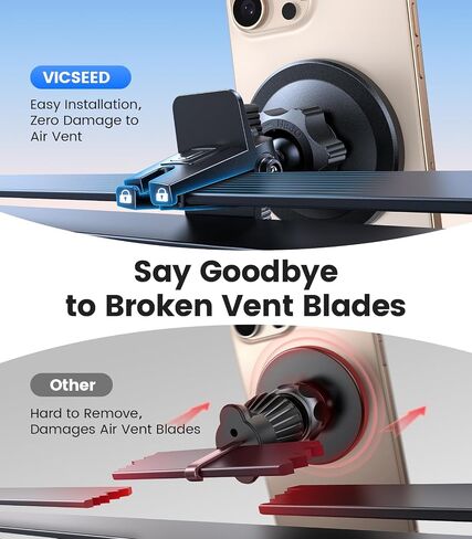 Magseed for Magsafe Car Mount [أقوى قوة مغناطيس] حامل هاتف مغناطيسي للسيارة تنفيس 360 حامل هاتف مغناطيسي قابل للتعديل لأجهزة iPhone 16 Pro Max 15 14 13 12 Plus Mini in Kuwait