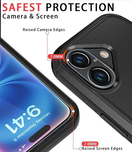 Diverbox for iPhone 16 Case [srackproof] [Dropproof] [حامي شاشة الزجاج المقرء + حماة الكاميرا] غطاء هاتف حماية الثقيلة لـ Apple iPhone 16 (أسود) in Kuwait