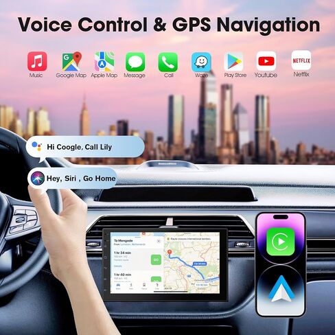 7 Inch Double Din Car Stereo,with Wireless Apple CarPlay and Android Auto Screen for Car,HD Touch Screen carplay screen with Mirror Link,Backup Camera,AUX,FM Transmitter for All Vehicle(2+32GB) in Saudi Arabia