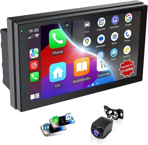 7 Inch Double Din Car Stereo,with Wireless Apple CarPlay and Android Auto Screen for Car,HD Touch Screen carplay screen with Mirror Link,Backup Camera,AUX,FM Transmitter for All Vehicle(2+32GB) in Saudi Arabia