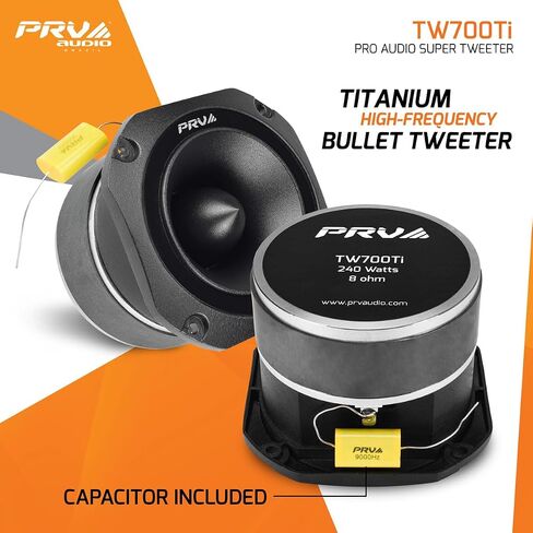 PRV AUDIO TW700Ti Black 4 Inch Titanium Bullet Tweeter TW700Ti 240 Watts, 8 Ohm Super Tweeter, Built-in Capacitor Pro Audio High Frequency Driver (2 Tweeters) in Saudi Arabia
