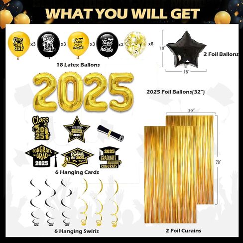 2024 Blue and Gold Graduation Party Decorations-Graduation Decorations Class of 2024 Party Supplies Set-Graduation Backdrop, Banner, Porch Sign, Balloons, Foil Fringe Curtains for Congrats Grad Party in Kuwait