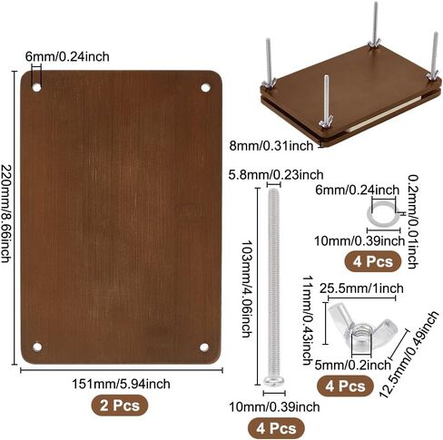 UNICRAFTALE Wooden Book Press Bookbinding Brown Rectangle Bamboo Portable Book Press Bookbinding Tool Flat Paper Press Machine for Bookbinding Supplies DIY Handmade Paper Press 22x15.1x0.8cm in Kuwait