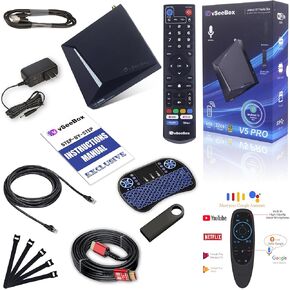 2025 v See V5 Pro USB Data Hub - 64GB USB Storage, Multi-Accessory Bundle with 8K-Compatible Cable, Backlit Keyboard, Ethernet Adapter, Wireless Input, Cable Organizers (Easy Setup)