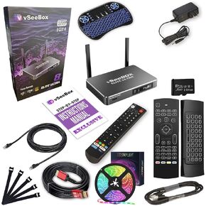 v See 2025 Box Elite Ultra Data Storage Kit – Keyboard, Remote, LED Light Strip, HDMI & Ethernet Cables, Cable Ties.